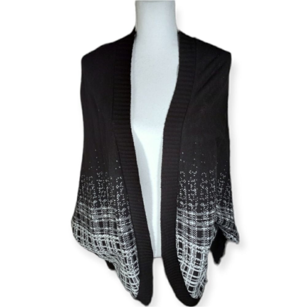 QED LONDON BLACK & WHITE CARDIGAN SZ.M EUC